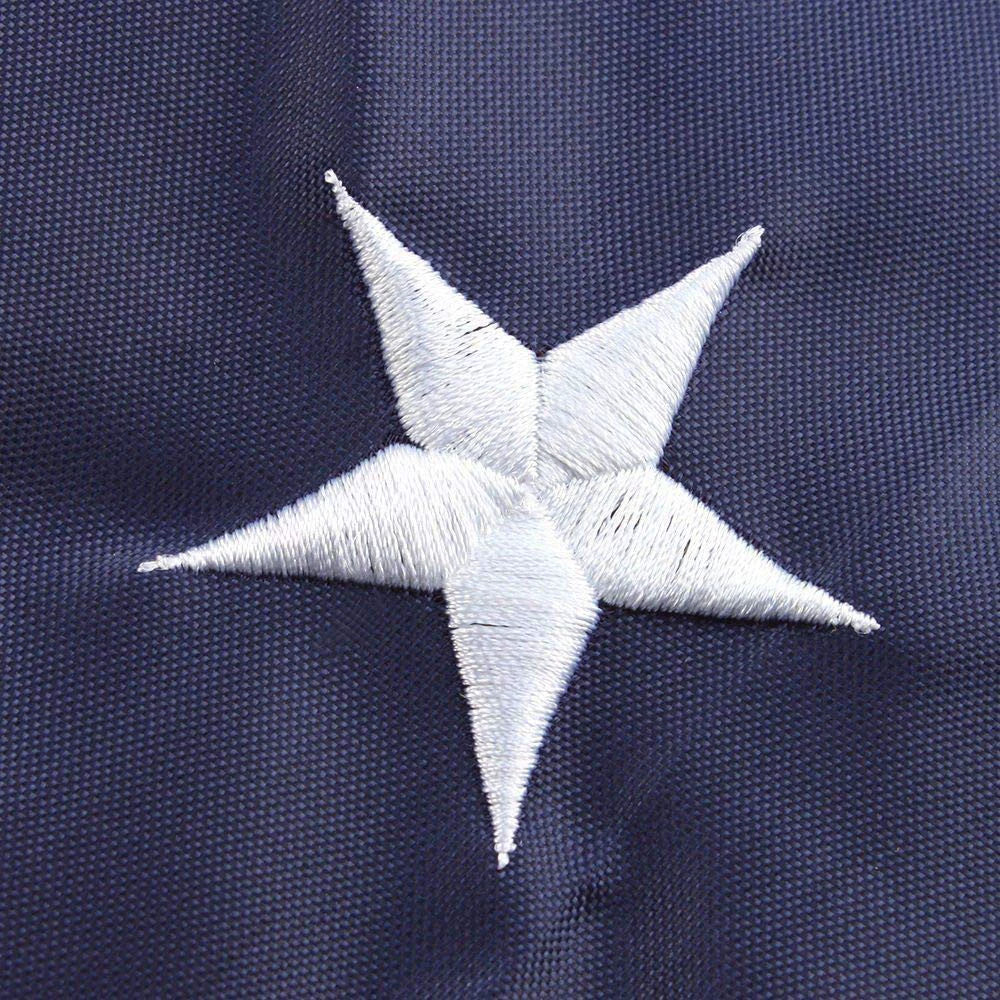 Close Up Of Embroidered White Star On American Flag